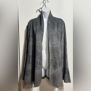 VOCAL Cardigan Grey With Lace Detail Women’s Size‎ XL